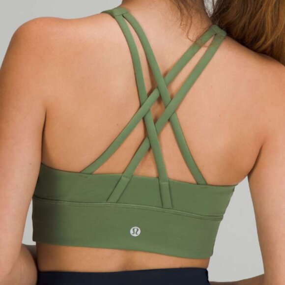 Lululemon Energy Bra High-Neck Longline Tough *Medium Support, B–D Cups Green Tw - Picture 2 of 5